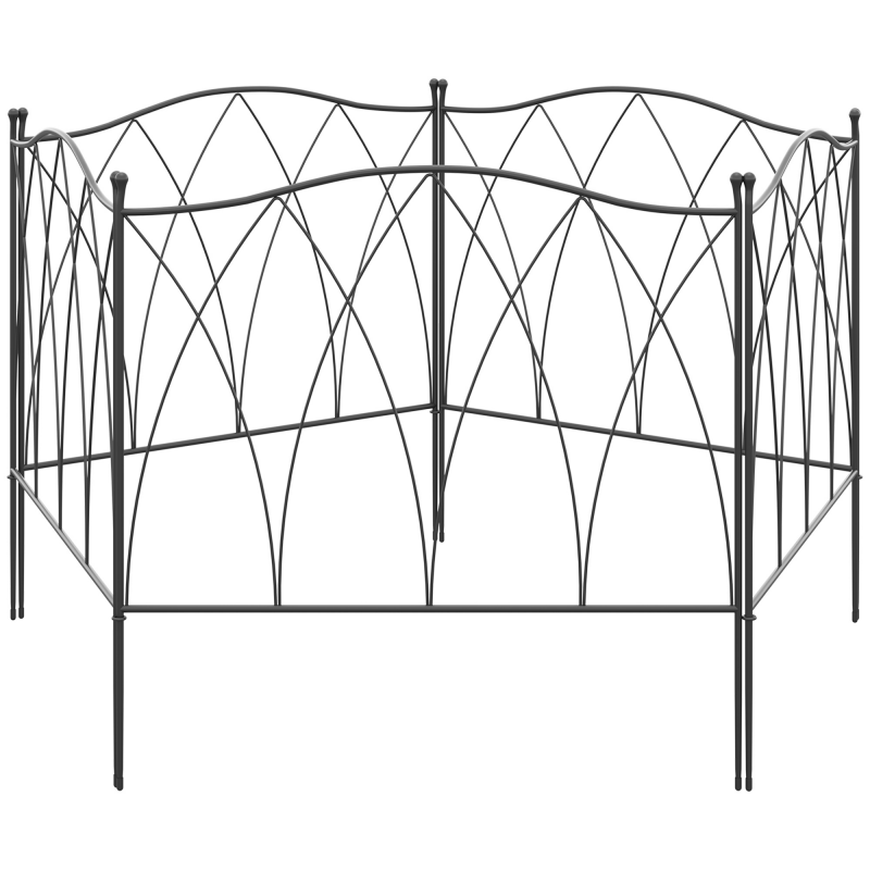 Outsunny Set mit 5 dekorativen Metallgartenzäunen - 305 x 62 cm schwarz Aosom – Bild 1 von 2
