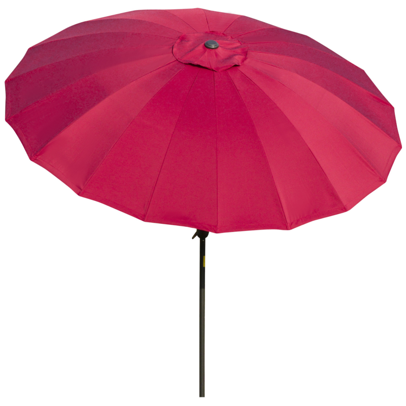 Outsunny Neigbarer runder Gartenschirm mit 18 Fiberglasrippen Kurbel Mast aus Metall Fiberglas Ø 2,5m Polyester Hochdichte Weinrot Aosom – Bild 1 von 2