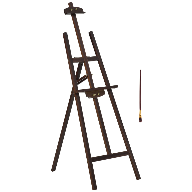 HOMCOM Kiefernholz-Atelierstaffelei höhenverstellbar 51,5L x 71,5B x 134,5H cm Neigungswinkel bis 90° Aosom – Bild 1 von 2