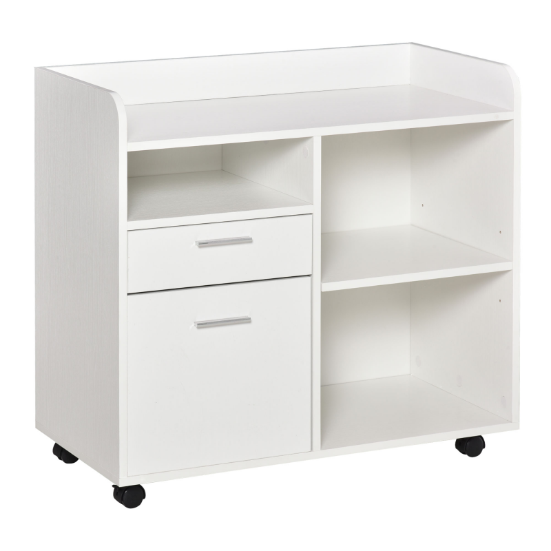 Vinsetto Druckerständer - Rollbarer Büro-Organizer - Maße 80l x 40B x 72H cm in Weißem Holz Aosom – Bild 1 von 2