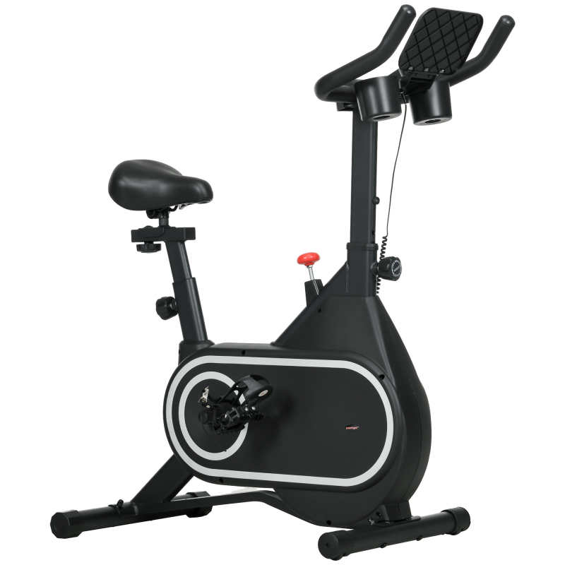 SPORTNOW Heimfahrrad Fitnessbike Indoor-Exercise-Bike mit leisem Schwungrad LCD-Display verstellbarem Lenker und Sitz Tabletthalter Flaschenhalter aus Stahl in Schwarz Aosom – Bild 1 von 2