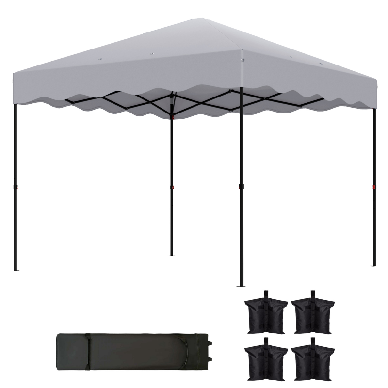 Outsunny Pavillon ca.3x3m, wasserabweisend Stabil Winterfest Pop-up Faltpavillon mit UV Schutz 50+, Faltbar Partyzelt Gartenzelt mit Rolltasche, Gartenpavillon für Camping Garten, Hellgrau Aosom – Bild 1 von 2