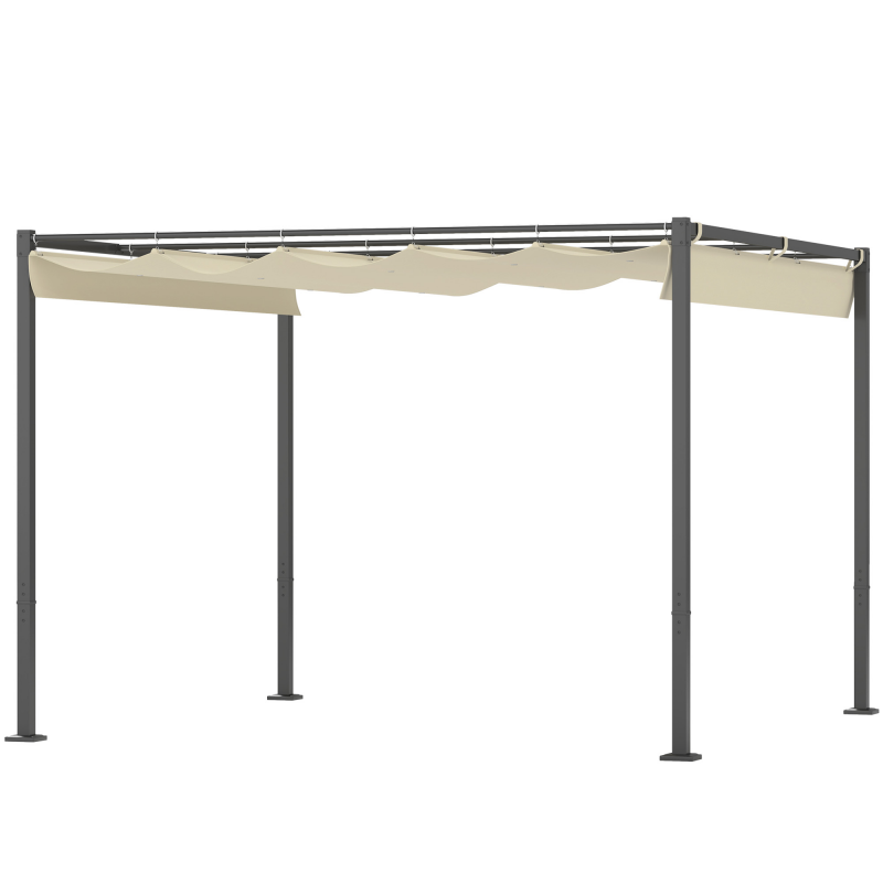 Outsunny Pergola ca. 3x3m Garten Pavillon, Terrassendachung aus Metall, Gartenpavillon mit verstellbares Dach, Freistehend, UV Schutz 30+, für Terrasse und Garten, Beige Aosom – Bild 1 von 2
