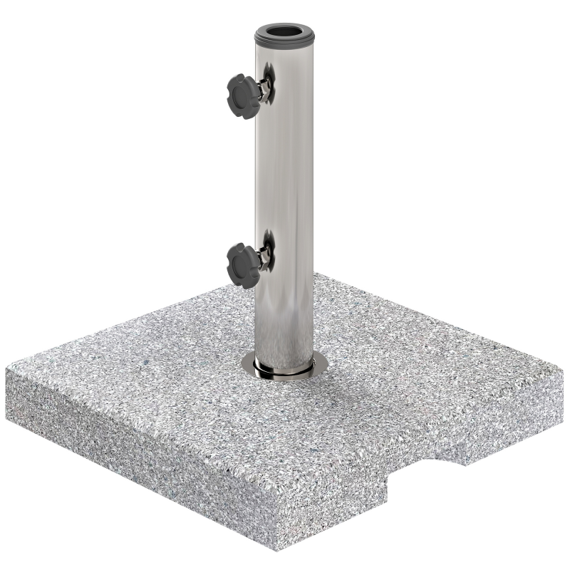Outsunny Sonnenschirmständer aus Granit 21kg Schirmständer, Quadratisch Schirmhalter, Schirmgewicht, Ständer für Sonnenschirm 32/38/48mm Rohrdurchmesser, für Balkon, Terasse, Garten, Grau Aosom – Bild 1 von 2