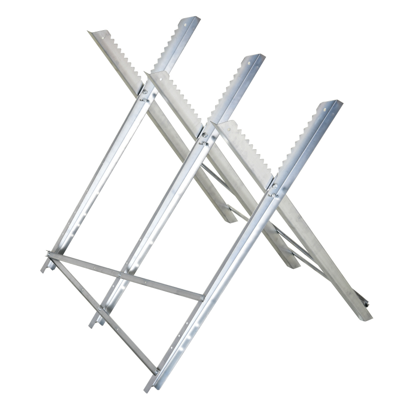 DURHAND Kettensägebock zusammenklappbar Sägebock Sägegestell für Brennholz Silber Metall 83x83x79 cm stabil und platzsparend Aosom.de – Bild 1 von 2