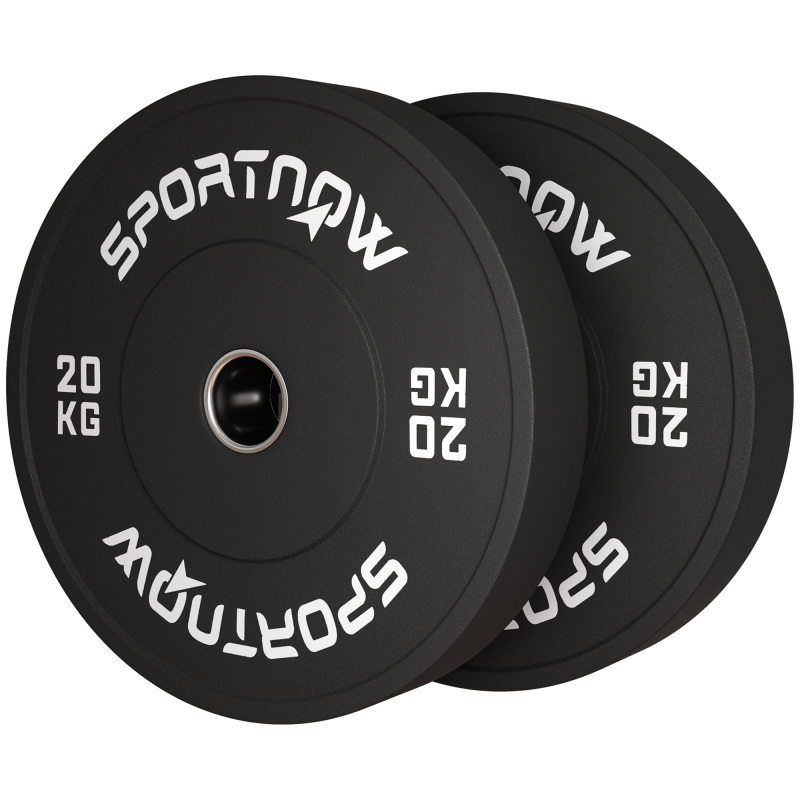 SPORTNOW 2er-Set Hantelgewichte, 2 x 20kg Gewichte, Hantelscheiben-Set, Gewichtsscheiben für 5 cm Hantelstange, Ø 50 mm Bohrung, Schwarz Aosom – Bild 1 von 2
