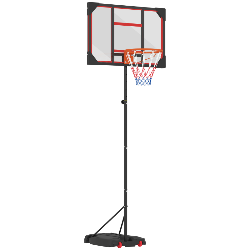 AIYAPLAY Basketballkorb Outdoor für Kinder, 210-260 cm Höhenverstellbarer Basketballständer mit Rollen, Basketballanlage mit Ständer für Kinder ab 6 Jahren, Rot Aosom – Bild 1 von 2