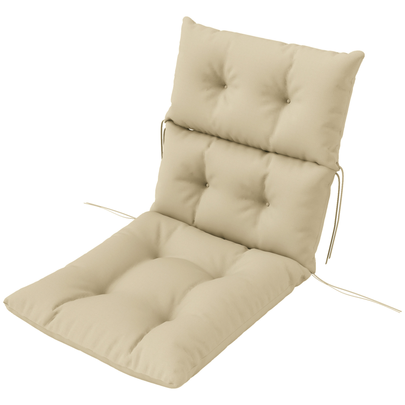 Outsunny Sitzkissen, 115x56 cm Stuhlkissen mit Bindebänder, Rückenlehne, 10cm dick Polsterauflage, wasserabweisend Sitzpolster für Haus, Garten, Büro, Stühle, Beige Aosom – Bild 1 von 2
