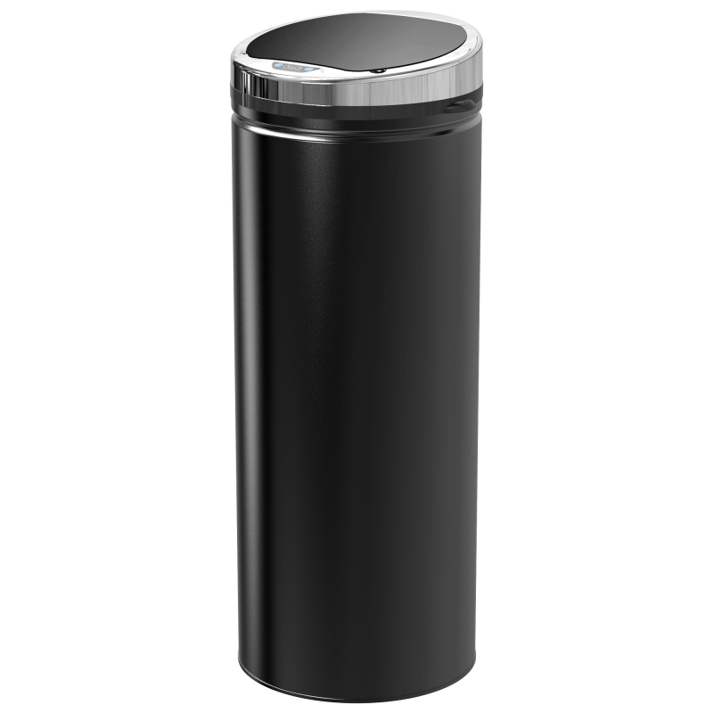 HOMCOM Sensor Mülleimer 50L Automatischer Abfalleimer, Rostfreier Kücheneimer, Infrarotsensor, Schwarz, Edelstahl Aosom – Bild 1 von 2