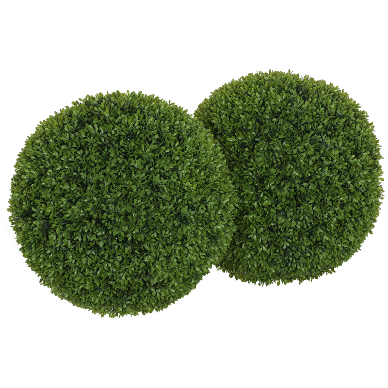 HOMCOM 2er Set künstliche Buchsbaumkugel 40 cm Kunstpflanze, Plastik künstliche Pflanzen Buchsbaumkugel, Fake Plant für Wohnzimmer Schlafzimmer Büro Garten moderne Dekoration Geschenk Aosom – Bild 1 von 2
