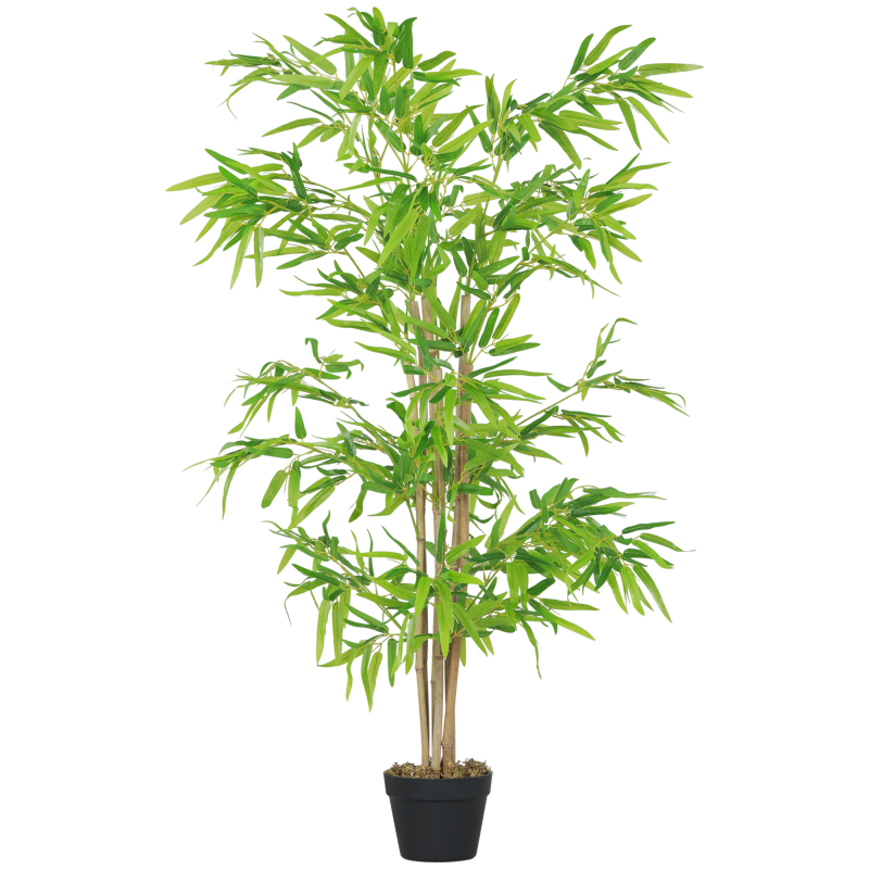 HOMCOM künstlicher Bambus groß 150cm Kunstpflanze, Plastik Künstliche Pflanzen im Topf, Fake Plant Bambus wie echt mit Kunstmoos für Wohnzimmer Schlafzimmer Büro Garten Moderne Dekoration Aosom – Bild 1 von 2