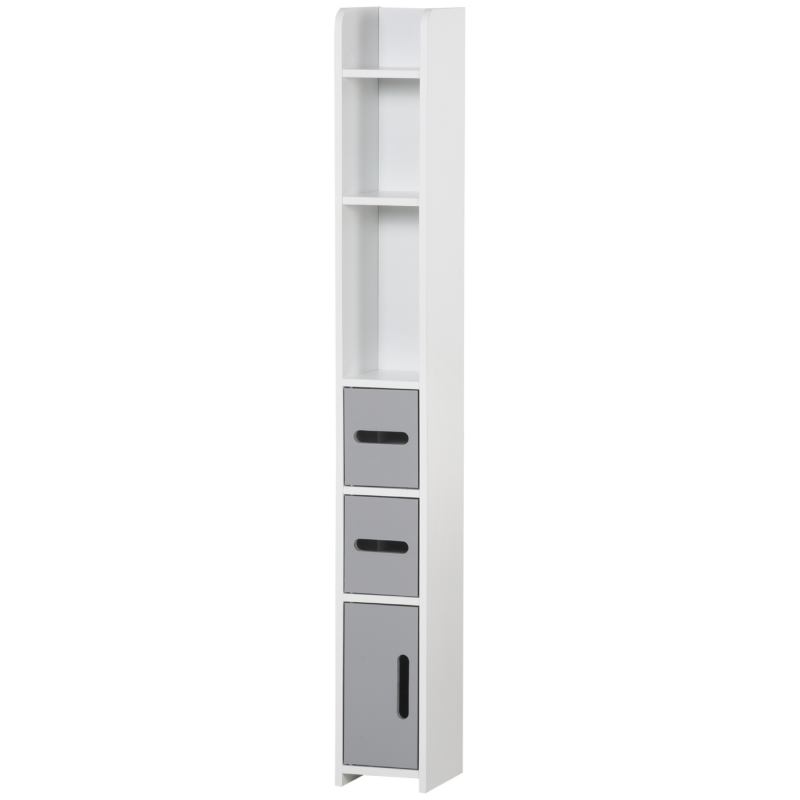 Kleankin Badezimmerschrank Hochschrank mit Regalen und Schränken - 15 x 17 x 120 cm - Grau Aosom – Bild 1 von 2