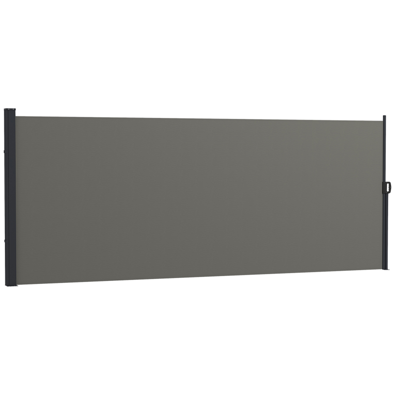 Outsunny Seitlicher Ausziehbarer Windschutz Sichtschutz Paravent Garten 4m x 1,60m Alu. Polyester UV-beständig Dunkelgrau Aosom – Bild 1 von 2