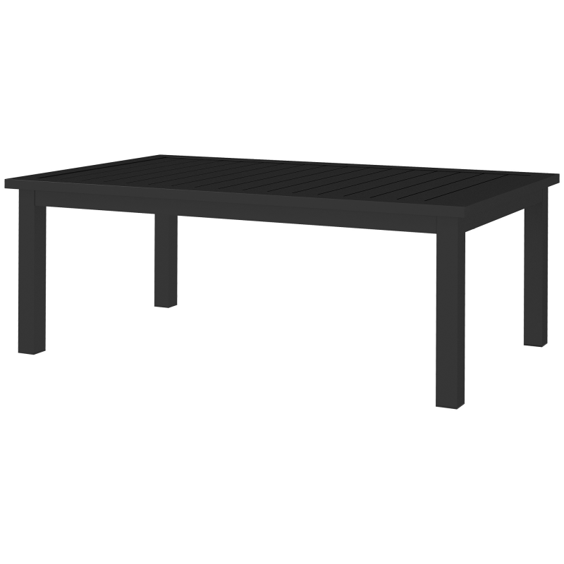 Outsunny Tischplatte mit lamellenförmigen Garten Beistelltisch Aluminium Outdoor-Innen, Maße 100L x 60B x 37H cm, Schwarz Aosom – Bild 1 von 2