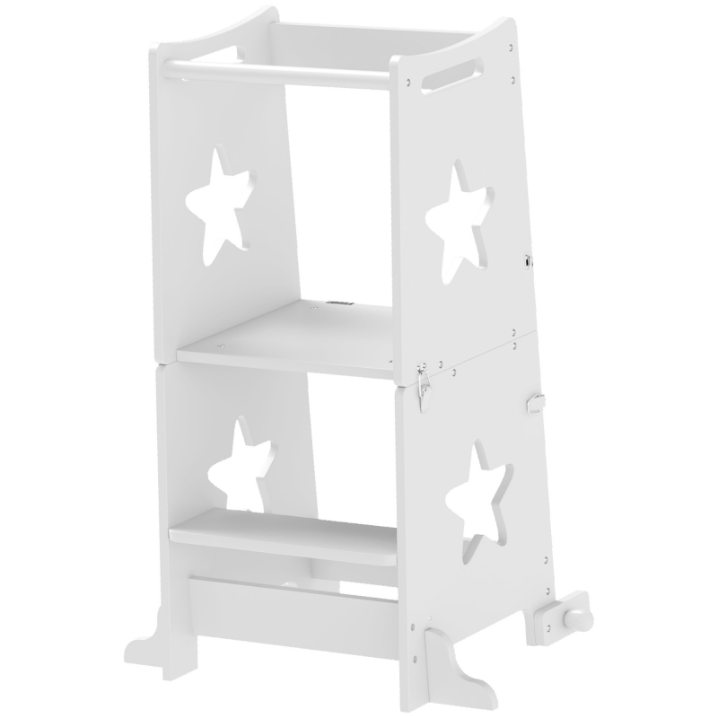 AIYAPLAY Kinder Lernturm Kinderstehtisch trapezförmiges Design 2 in 1 für Kinder 3-6 Jahre weiß Aosom – Bild 1 von 2