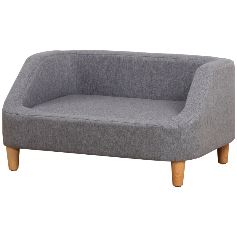 PawHut Hundesofa Katzensofa Haustier Sofastil skandinavisch Holzfüße Stoffbezug abnehmbar 75 x 55 x 39 cm - Grau Aosom – Bild 1 von 2