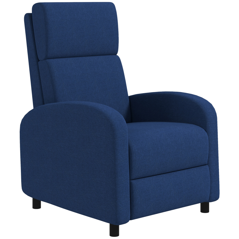HOMCOM Liegesessel Relaxsessel Wohnzimmer Relaxsessel mit manuell einstellbarer Rückenlehne bis zu 160°, integrierte Fußstütze für Wohnzimmer Schlafzimmer Büro Heimkino, Belastbarkeit 120 kg, Blau Aosom – Bild 1 von 2