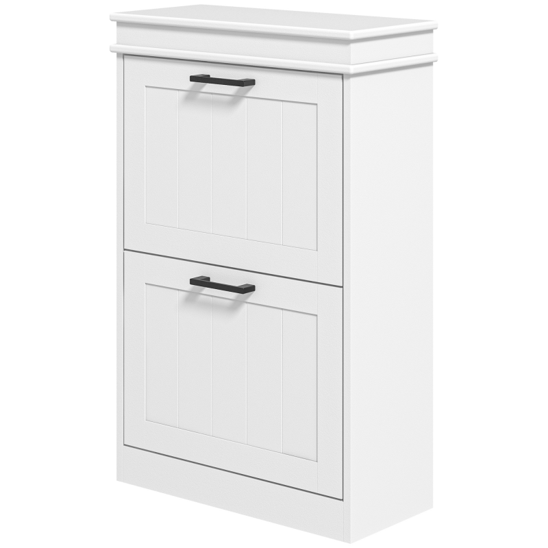 HOMCOM Schuhschrank, Schuhablage, 2 Klappentüren, verstellbare Regale, für Eingang, Flur, 54 x 24 x 82,5 cm, weiß Aosom – Bild 1 von 2
