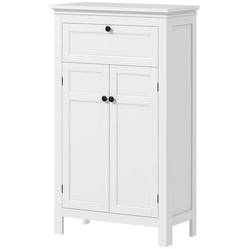 HOMCOM Badezimmerschrank Aufbewahrungsschrank Badezimmerschrank mit Schublade und Schrank, verstellbare Regale, für Badezimmer, Wohnzimmer, Küche - 60 x 30 x 102,5 cm, weiß Aosom – Bild 1 von 2