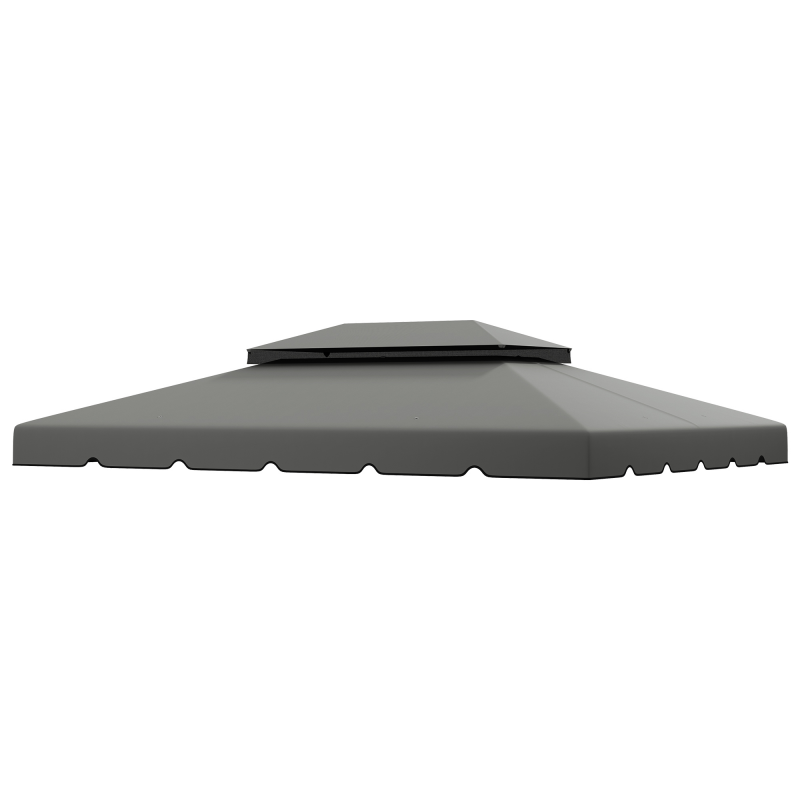 Outsunny Ersatzdach für Pavillon Tonnelle Zelt Ersatzdach Gartenpavillon Stoff Polyester Hochdichtegewebe 170 g/m² 4 x 3 m Hellgrau Aosom – Bild 1 von 2