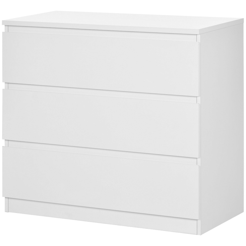 HOMCOM Schrank 3 Schubladen Schlafzimmerschrank puristisches Möbelstück moderner Stil für Schlafzimmer, Wohnzimmer - 80 x 39 x 73 cm, Weiß Aosom – Bild 1 von 2