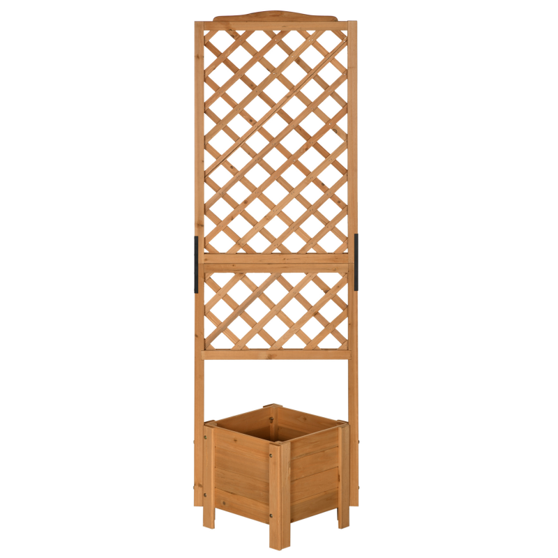 Outsunny Quadratischer Pflanzkasten mit Rankgitter auf Beinen für Blumenpflanzen - Abm. 54,5L x 52B x 180H cm - Vorgeöltes Tannenholz Aosom – Bild 1 von 2
