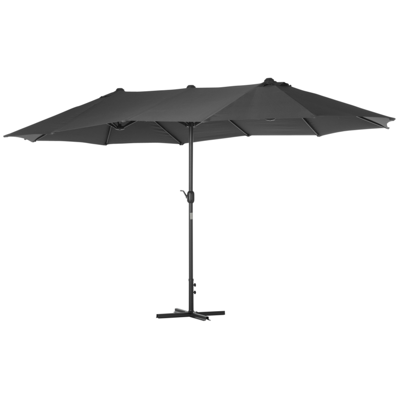 Outsunny XXL Gartenschirm mit Kreuzfuß, großer Sonnenschirm 4,6L x 2,7B x 2,4H cm, Kurbelöffnung und -schließung, Stahlmast, hochdichtes Polyester, Grau Aosom – Bild 1 von 2
