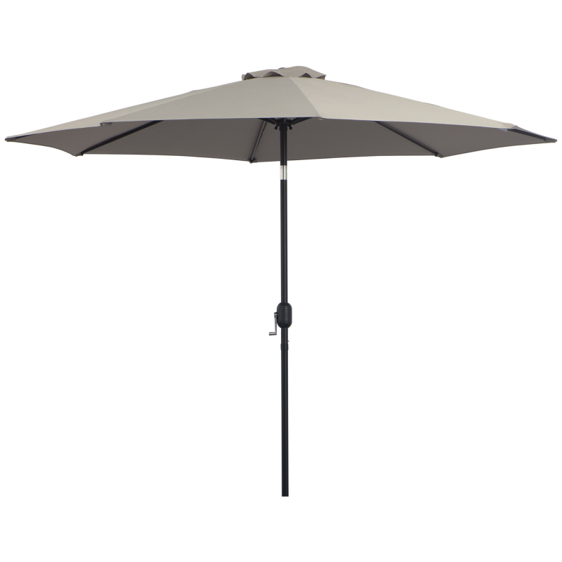 Outsunny Garten-Sonnenschirm, neigbarer Sonnenschirm mit einem Durchmesser von 3 m aus Metall, rund, Polyester 180g/m², neigbare Kurbel, Hellgrau Aosom – Bild 1 von 2