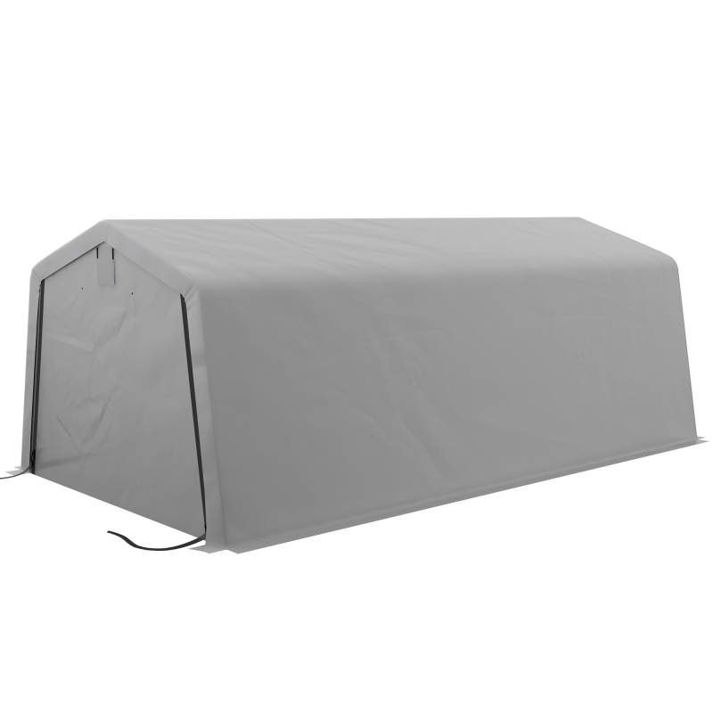 Outsunny Tente Garage Carport Abmessungen 6,2L x 3,3B x 2,4H m robuster verzinkter Stahl PE Hochdichte 150 g/m² wasserdicht UV-beständig, 1 Tür Grau und 2 Belüftungen Aosom – Bild 1 von 2
