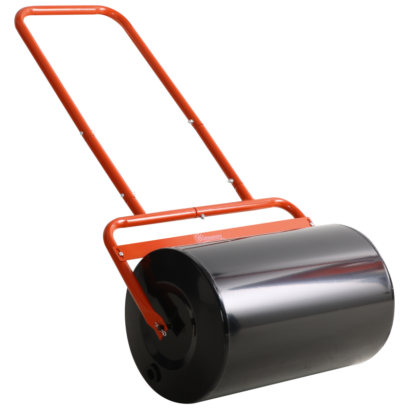Outsunny Rasenwalze 50cm Breite, Gartenwalze befüllbar mit 38L Wasser/ 62 kg Sand, Handwalze mit U-förmigem Griff, Rasenroller aus Stahl, Ackerwalze, Rot Aosom – Bild 1 von 2