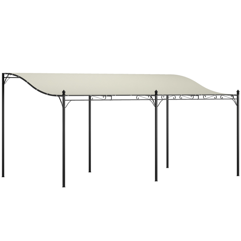 Outsunny Anbaupavillon Pergola mit Dach, Wasserabweisend Pavillon Vordach, freistehend Gartenpavillon Terrassenpavillon Überdachung Sonnenschutz für Terrasse Garten ca. 3x5x2,5 m Cremeweiß Aosom – Bild 1 von 2
