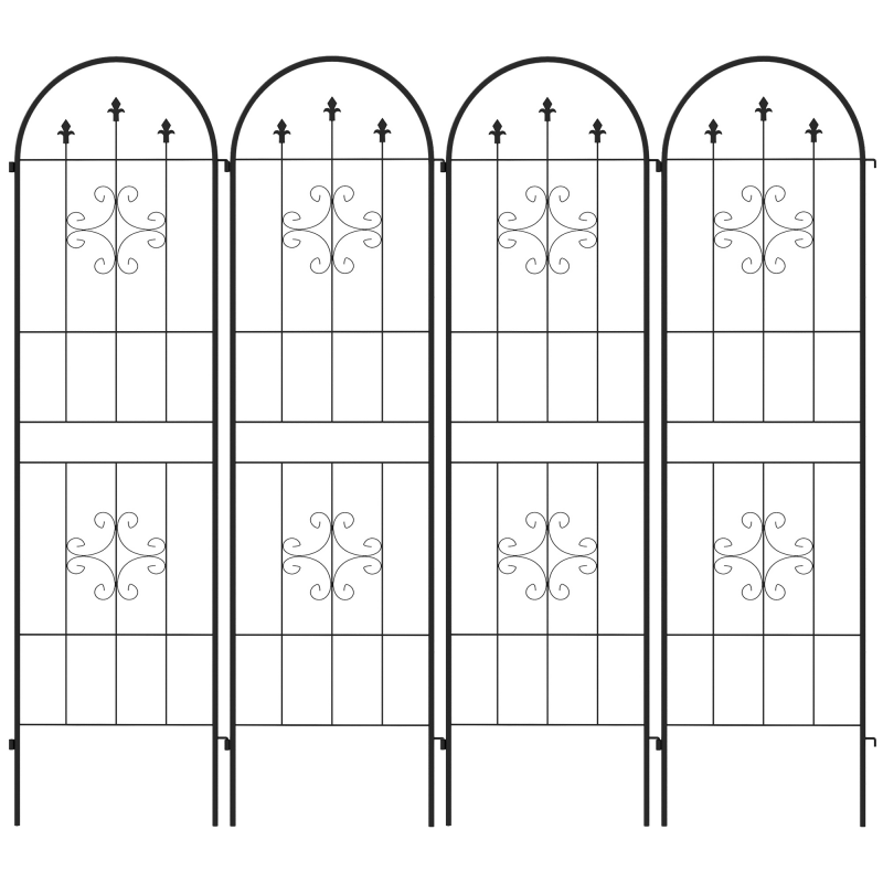 Outsunny Lot de 4 Garten-Trellis, Pflanzenstützstütze aus Stahl, 50 x 180 cm, Schwarz Aosom – Bild 1 von 2