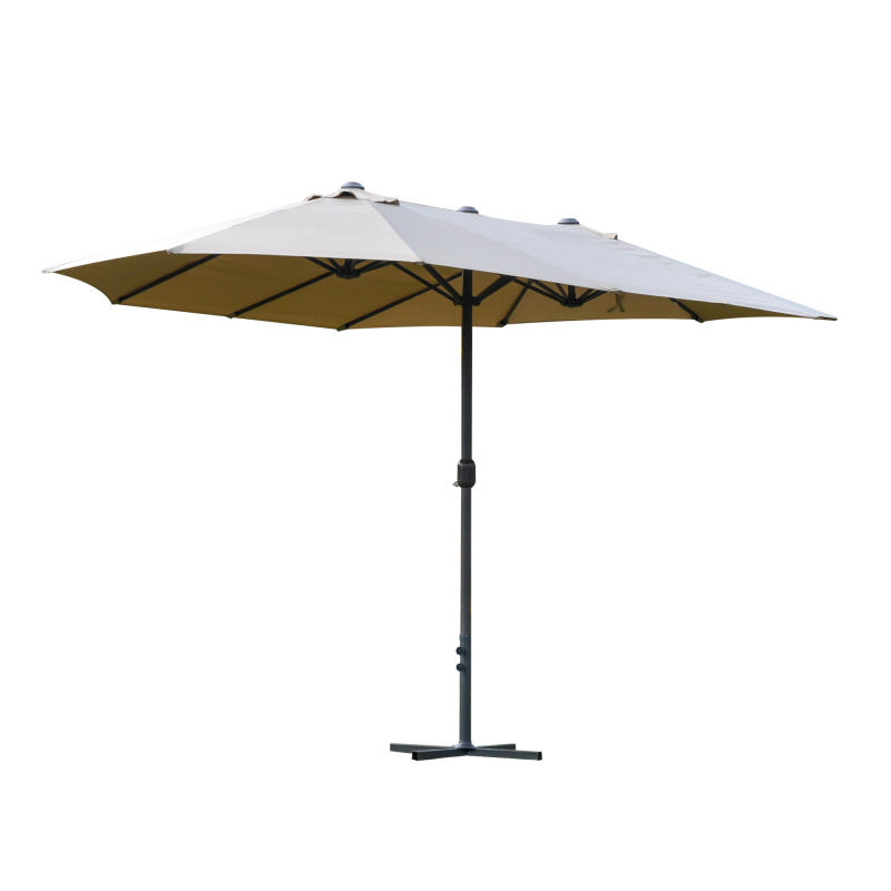 Outsunny XXL Garten-Sonnenschirm mit Kreuzfuß, großer Sonnenschirm 4,6L x 2,7B x 2,4H cm, Kurbelöffnung Aluminium Stahl hochdichtes Polyester Kaffee Aosom – Bild 1 von 2
