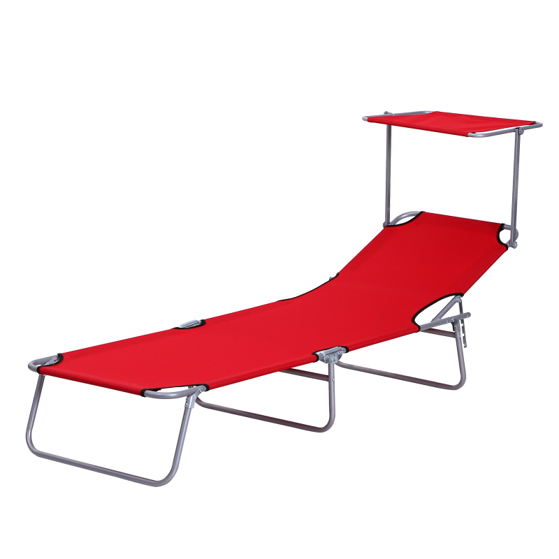 Outsunny Sonnenliegen wetterfest, Campingliege klappbar, Camping Sonnenliege, Rot Aosom.de – Bild 1 von 2