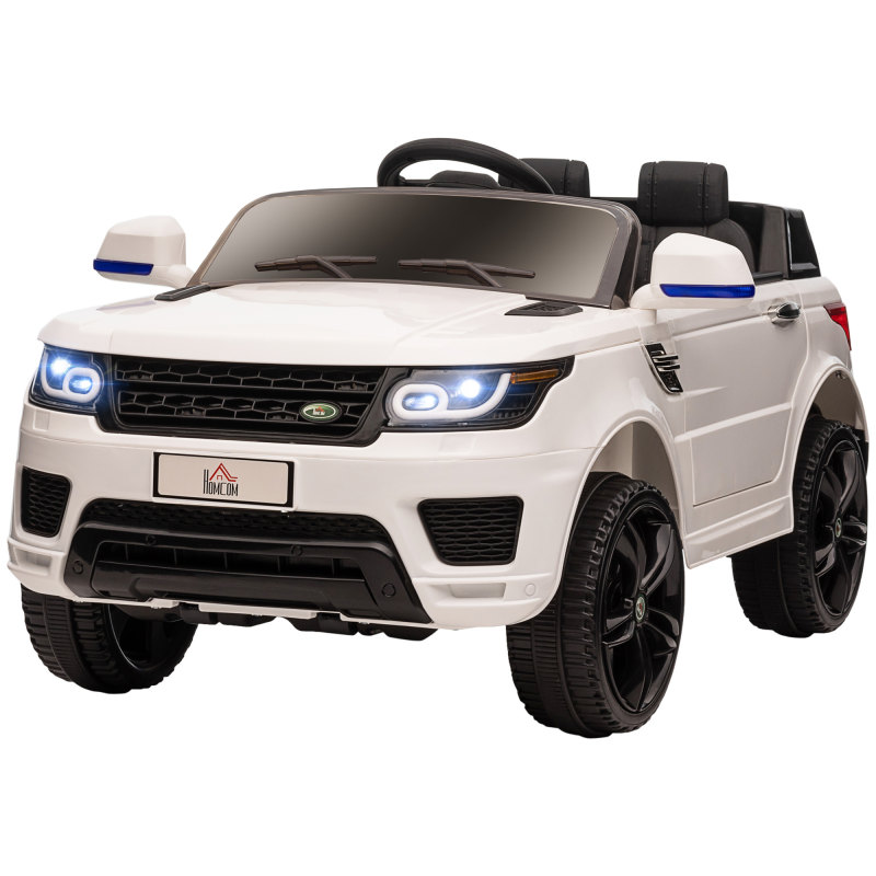 HOMCOM Elektroauto Kinder SUV Elektrofahrzeug 12 V, Doppelmotoren, Geschwindigkeiten 3 bis 5 km/h, Federung, 2,4 GHz Fernbedienung, LED-Lichter, Musik und Hupe, 3 bis 6 Jahre, Weiß Aosom – Bild 1 von 2