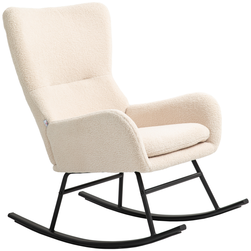 HOMCOM Schaukelstuhl, Schaukelsessel, mit 10 cm dicker Sitzfläche, geschwungenen Stahlbeinen, Traglast 120 kg, für Wohnzimmer, Schlafzimmer, Balkon, Beige und Schwarz Aosom – Bild 1 von 2