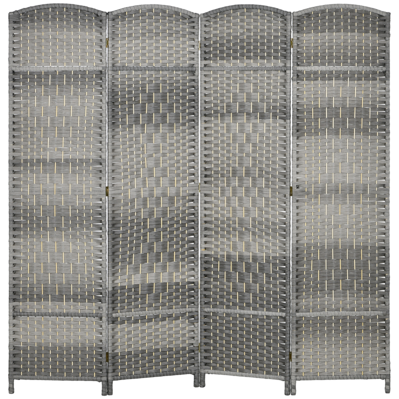 HOMCOM Innen-Paravent aus Holz, 4 Paneele, 180 x 180 cm, klappbarer Raumteiler für Wohnzimmer, Schlafzimmer, Haus, Grau gemischt Aosom – Bild 1 von 2