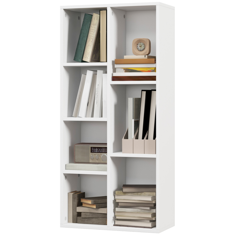 HOMCOM Bücherregal Aufbewahrungsregal Regalwürfel mit 7 Fächern für Wohnzimmer, Schlafzimmer, Büro - 50B x 24T x 106H cm, weiß Aosom – Bild 1 von 2