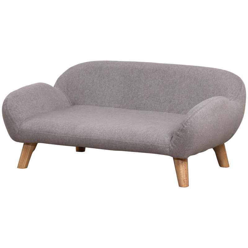 PawHut Hundesofa, Haustiersofa im skandinavischen Stil, schlanke Holzfüße, Stoffbezug 72 x 44 x 31 cm - Grau Aosom – Bild 1 von 2