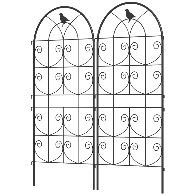Outsunny Rankgitter Metall 2er Set zum Stecken rostfrei Rankhilfe mit Vogeldesign für Kletterpflanzen 50x120 cm Spalier für Zimmerpflanzen Pflanzenspalier für Tomaten Blumen Kletterpflanzen Schwarz Aosom – Bild 1 von 2