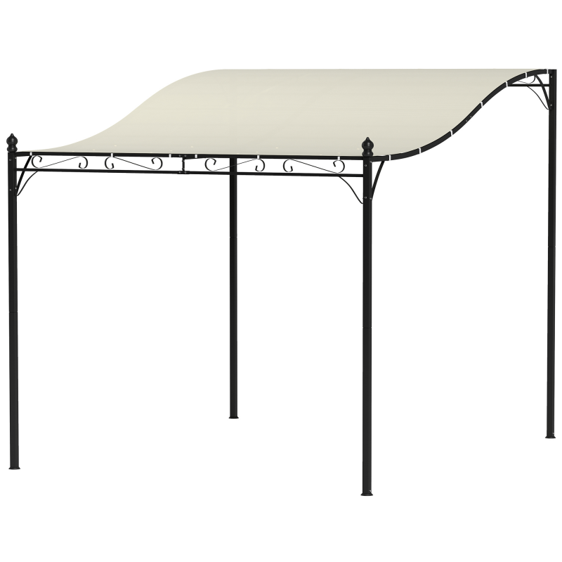 Outsunny Anbaupavillon Pergola mit Dach, Wasserabweisend Pavillon Vordach, freistehend Gartenpavillon Terrassenpavillon Überdachung Sonnenschutz für Terrasse Garten ca. 2,5x3x2,5 m Cremeweiß Aosom – Bild 1 von 2