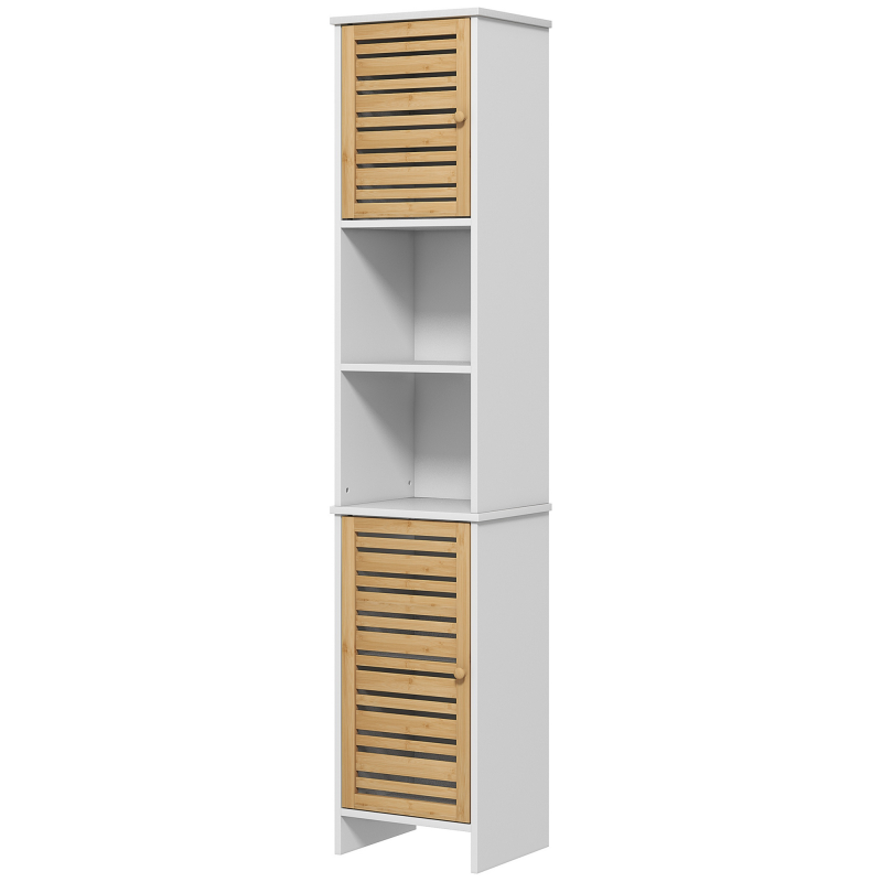 HOMCOM Badezimmerschrank Badezimmerschrank Badezimmerschrank Badezimmerschrank mit verstellbarem Regal + 2 Regale dim. 35B x 30T x 170H cm weiß Aosom – Bild 1 von 2