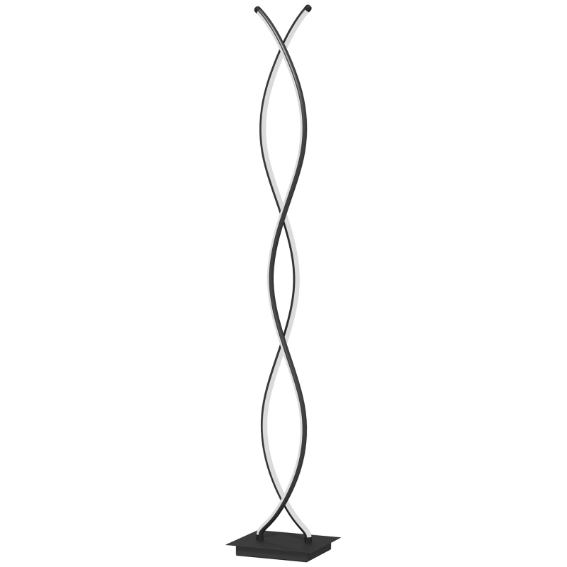 HOMCOM Stehlampe für das Wohnzimmer, 3-stufig dimmbare moderne Stehlampe mit doppelter Spirale und Fußschalter, Stehlampe für Wohnzimmer, Schlafzimmer, Schwarz Aosom – Bild 1 von 2