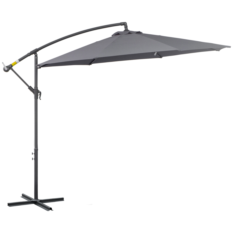 Outsunny Offset-Sonnenschirm, achteckig, klappbar, Durchmesser 3 m, Garten-Sonnenschirm mit Kreuzfuß, Grau Aosom – Bild 1 von 2