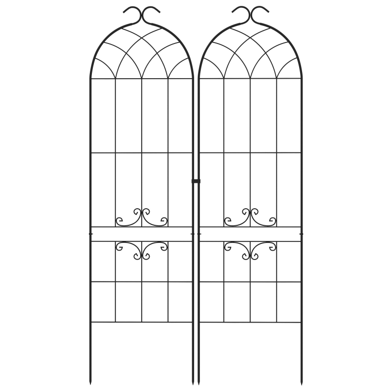 Outsunny Lot von 2 Garten-Gittern, Rankhilfe für Kletterpflanzen aus Metall, 50L x 181H cm, Schwarz Aosom – Bild 1 von 2