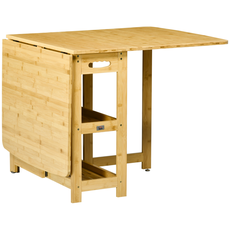 HOMCOM Esstisch, Klapptisch, Esszimmertisch, Küchentisch mit Ablagefächer, verstellbaren Füße, Bambus, Naturholz, 149,5 x 80 x 73,5 cm Aosom – Bild 1 von 2