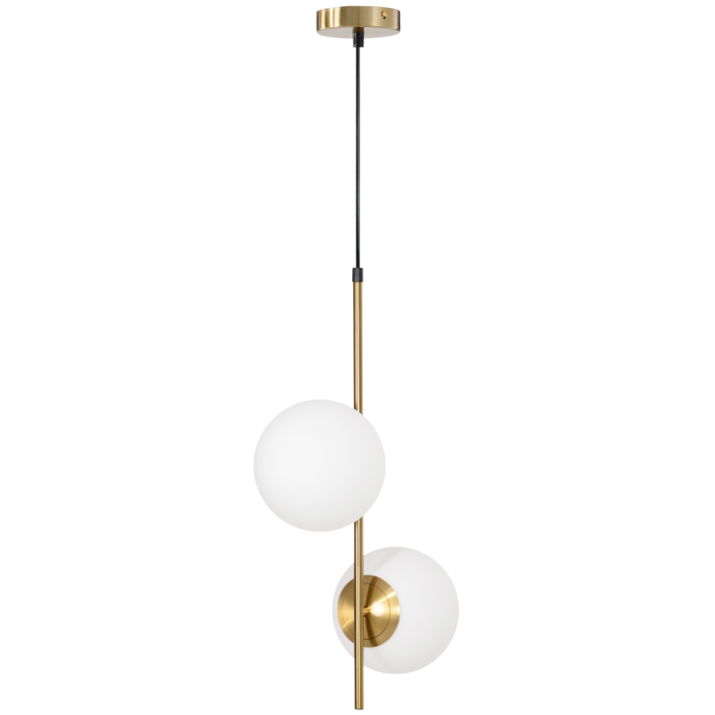 HOMCOM Moderne Pendelleuchte, Deckenleuchter mit Doppelkopf, einstellbare Pendelleuchte für Eingang, Wohnzimmer, Goldfarbe Aosom – Bild 1 von 2