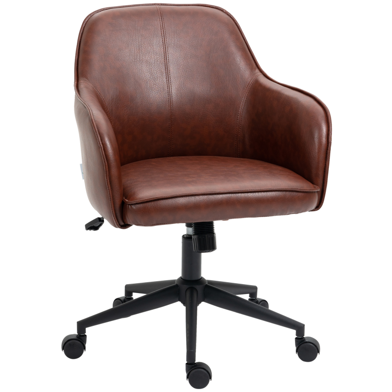 Vinsetto Bürostuhl Schreibtischstuhl mit Wippfunktion höhenverstellbar 93-101 cm bis 120 kg belastbar Kunstlederoptik Braun Aosom.de – Bild 1 von 2