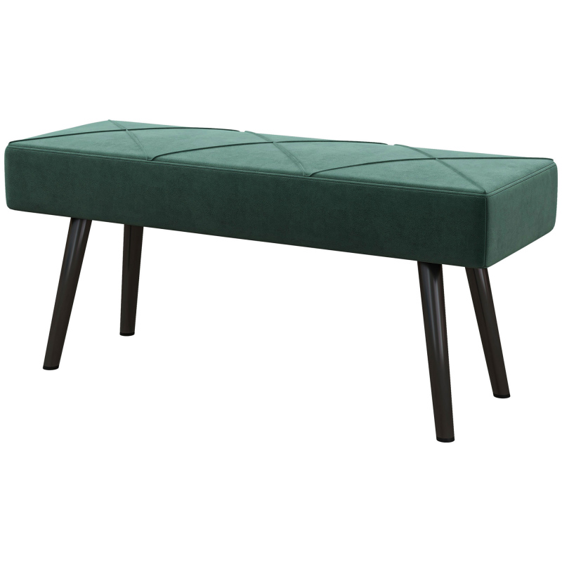 HOMCOM Polsterbank Samtoptik Sitzbank Bettbank Flurbank X-Muster bis 120 kg für Schlafzimmer 100x36x45 cm in Grün Aosom.de – Bild 1 von 2
