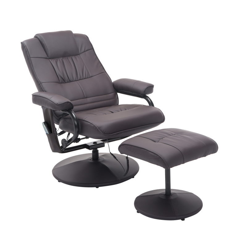 HOMCOM Massagesessel mit Hocker, drehbarer Relaxsessel mit Massagefunktion, elektrischer Fernsehsessel mit Liegefunktion, Fernbedienung, Kunstleder, Braun Aosom.de – Bild 1 von 2